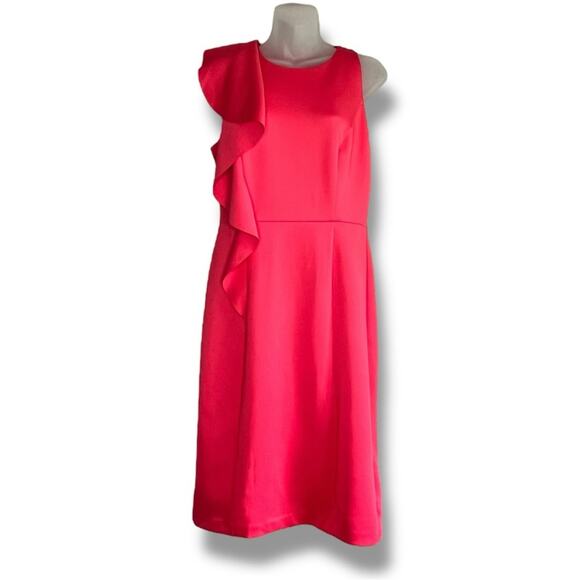 Vince Camuto one sleeve large ruffle red dress NEW - Picture 6 of 9